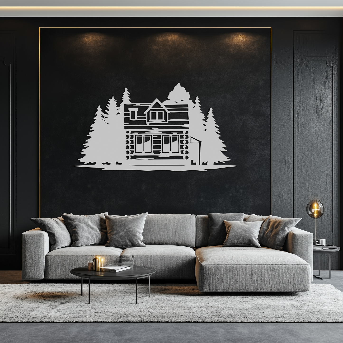 Mountain Log Cabin Metal Wall Art – Nature Inspired Outdoor Wall Decor for Home & Lodge- KAF640 - Tampa Home & Garden Store
