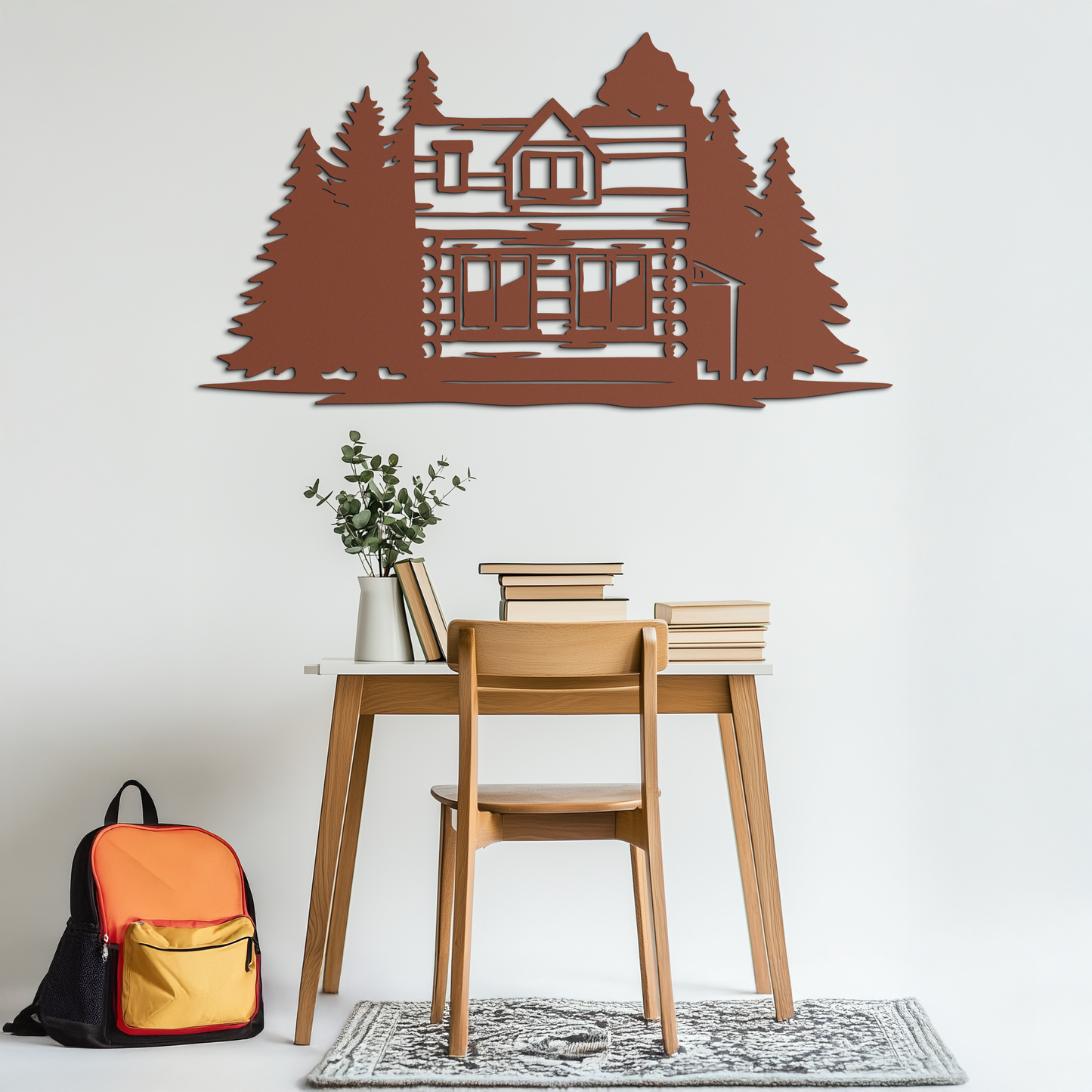 Mountain Log Cabin Metal Wall Art – Nature Inspired Outdoor Wall Decor for Home & Lodge- KAF640 - Tampa Home & Garden Store