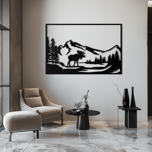 Mountain Moose Metal Wall Art - Steel Wall Decor for Home and Cabin - KAF020 - Tampa Home & Garden Store