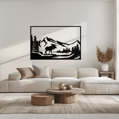Mountain Moose Metal Wall Art - Steel Wall Decor for Home and Cabin - KAF020 - Tampa Home & Garden Store