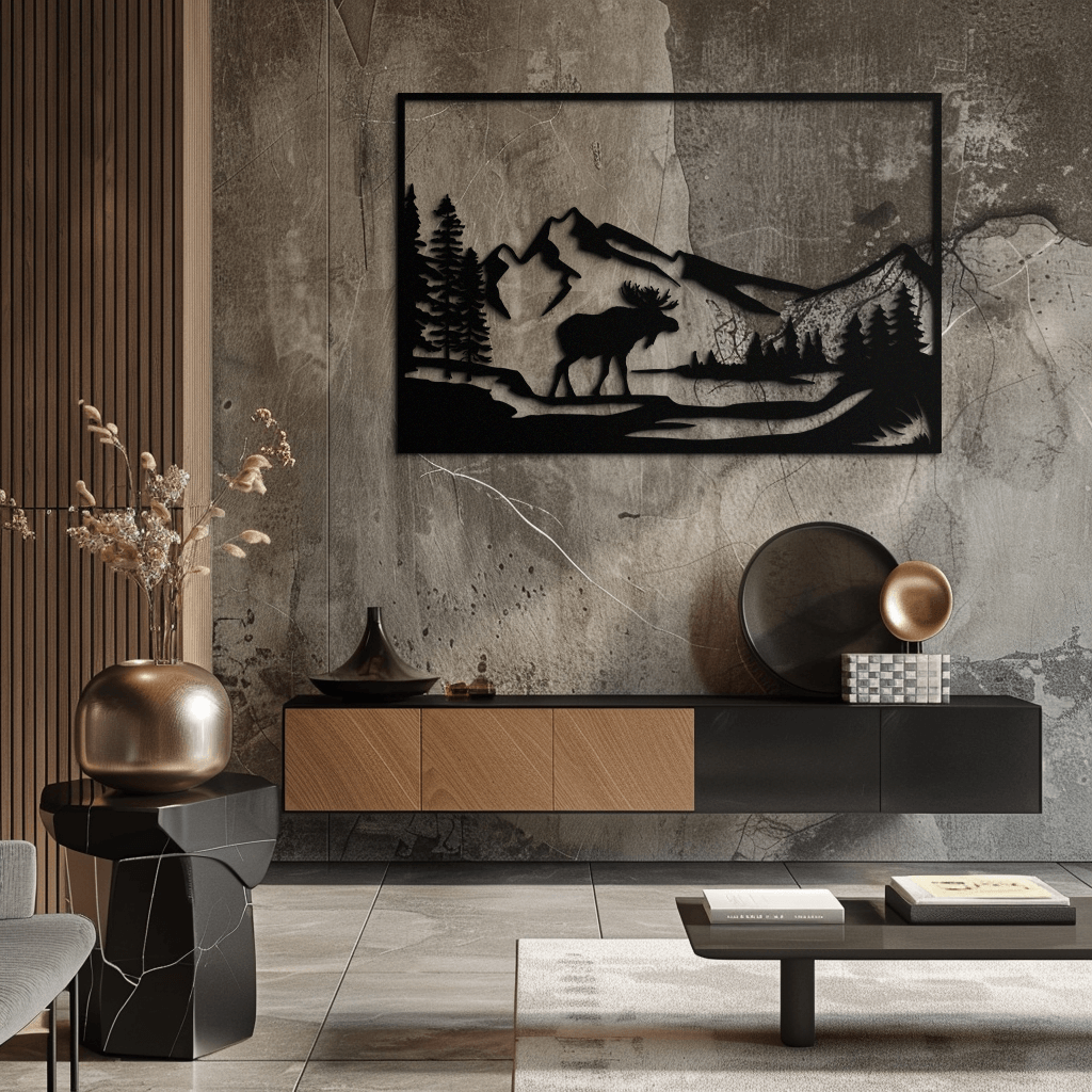 Mountain Moose Metal Wall Art - Steel Wall Decor for Home and Cabin - KAF020 - Tampa Home & Garden Store