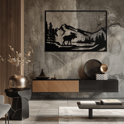 Mountain Moose Metal Wall Art - Steel Wall Decor for Home and Cabin - KAF020 - Tampa Home & Garden Store