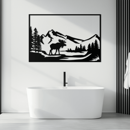 Mountain Moose Metal Wall Art - Steel Wall Decor for Home and Cabin - KAF020 - Tampa Home & Garden Store