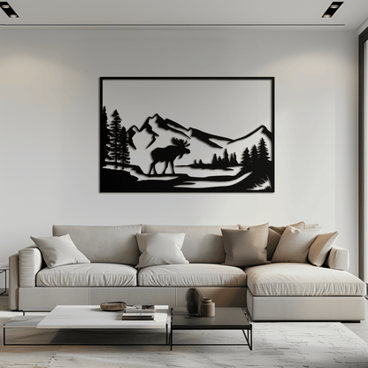 Mountain Moose Metal Wall Art - Steel Wall Decor for Home and Cabin - KAF020 - Tampa Home & Garden Store