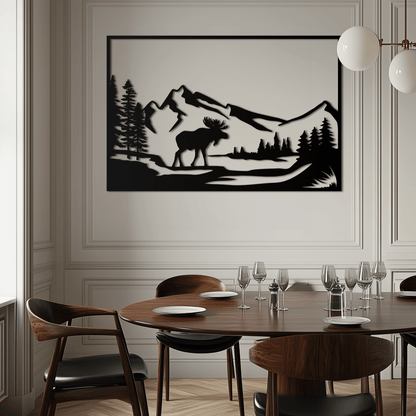 Mountain Moose Metal Wall Art - Steel Wall Decor for Home and Cabin - KAF020 - Tampa Home & Garden Store
