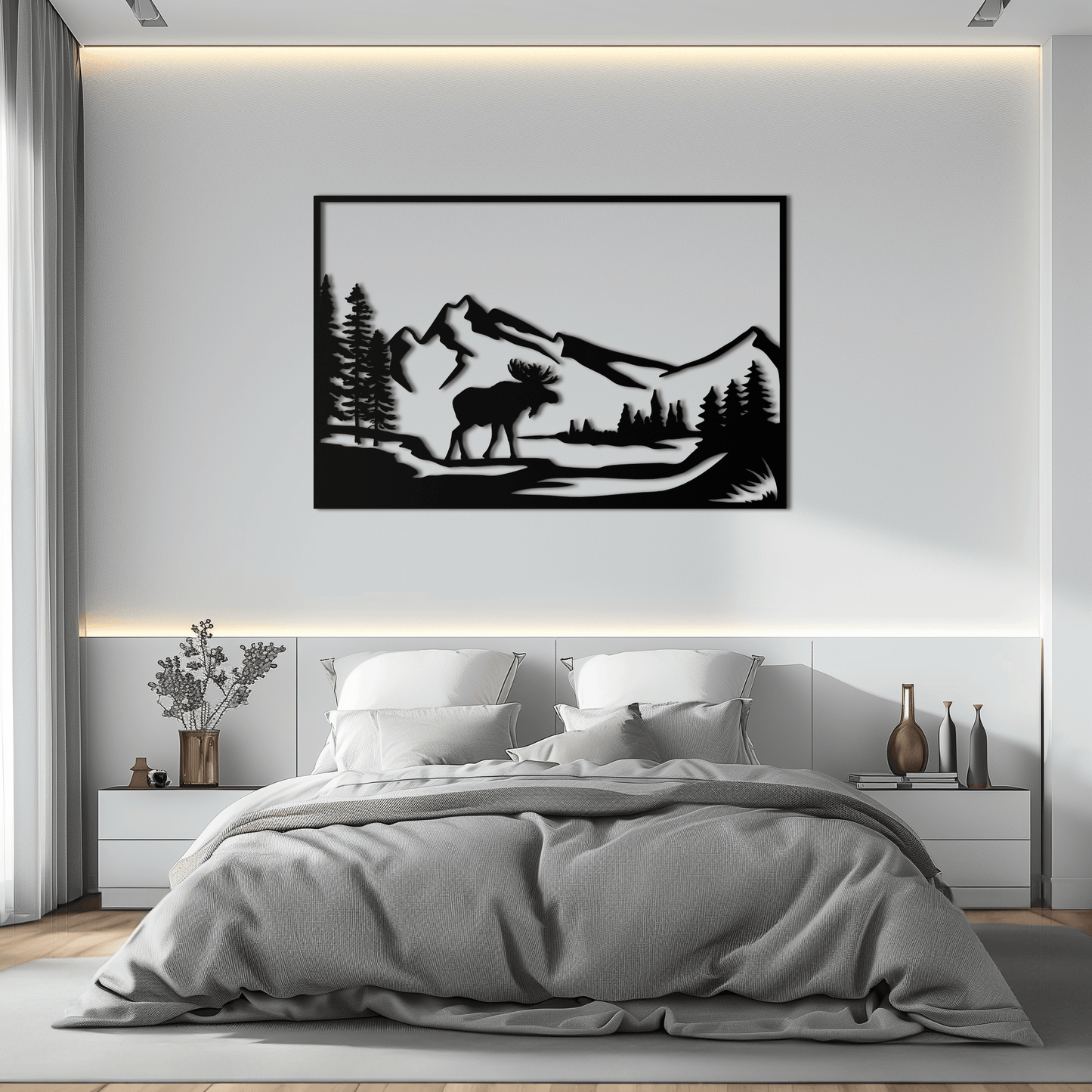 Mountain Moose Metal Wall Art - Steel Wall Decor for Home and Cabin - KAF020 - Tampa Home & Garden Store