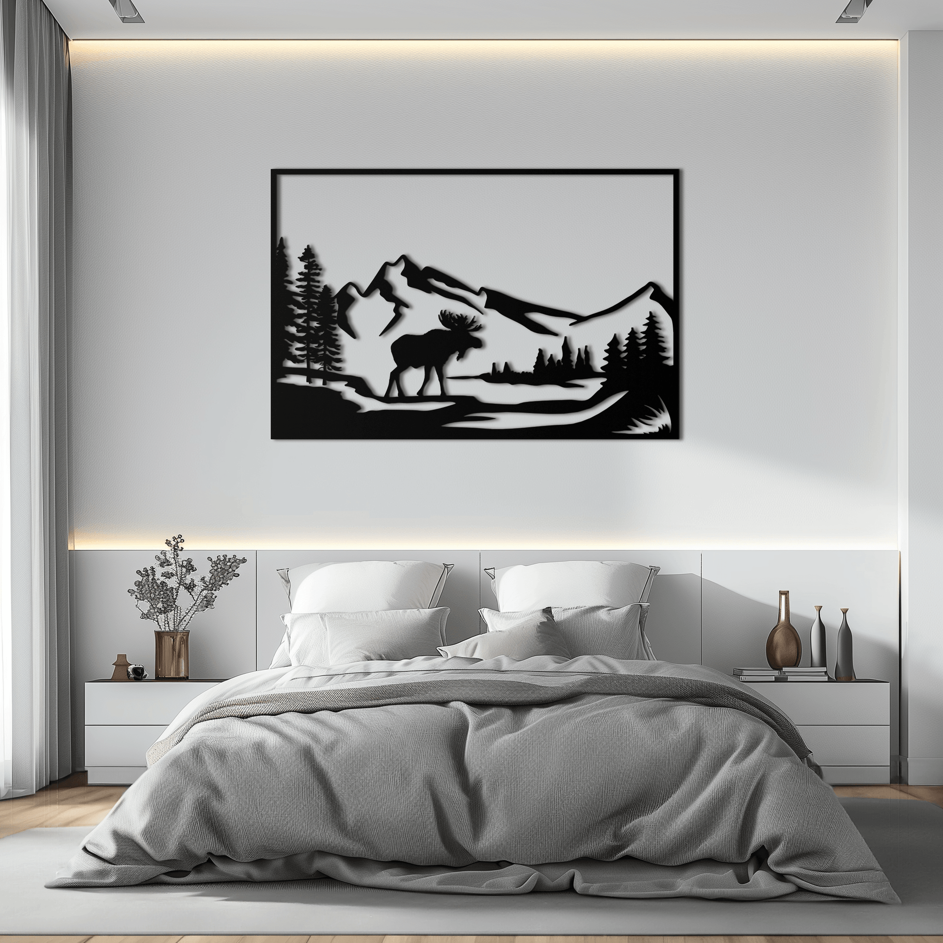 Mountain Moose Metal Wall Art - Steel Wall Decor for Home and Cabin - KAF020 - Tampa Home & Garden Store