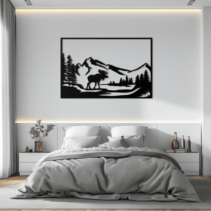 Mountain Moose Metal Wall Art - Steel Wall Decor for Home and Cabin - KAF020 - Tampa Home & Garden Store
