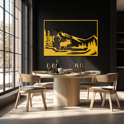 Mountain Moose Metal Wall Art - Steel Wall Decor for Home and Cabin - KAF020 - Tampa Home & Garden Store