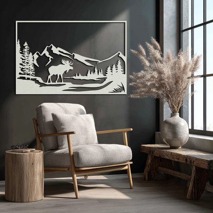 Mountain Moose Metal Wall Art - Steel Wall Decor for Home and Cabin - KAF020 - Tampa Home & Garden Store