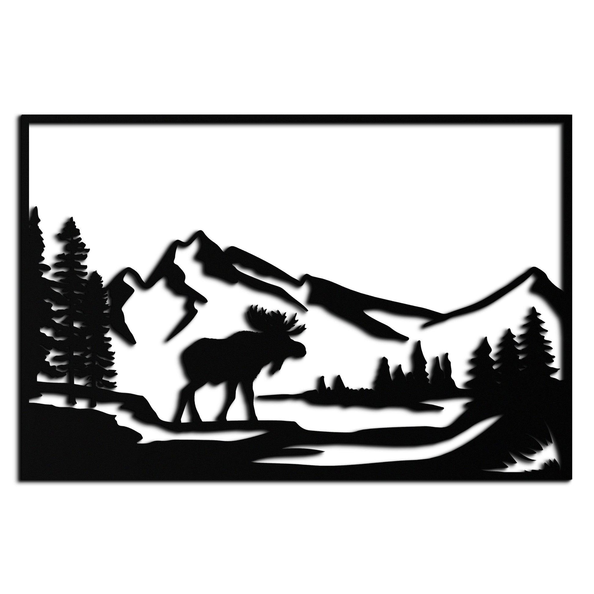 Mountain Moose Metal Wall Art - Steel Wall Decor for Home and Cabin - KAF020 - Tampa Home & Garden Store