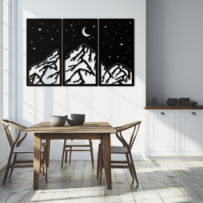 Mountain Nightscape Metal Wall Art - 3-Panel Modern Wall Decor - KAF202 - Tampa Home & Garden Store