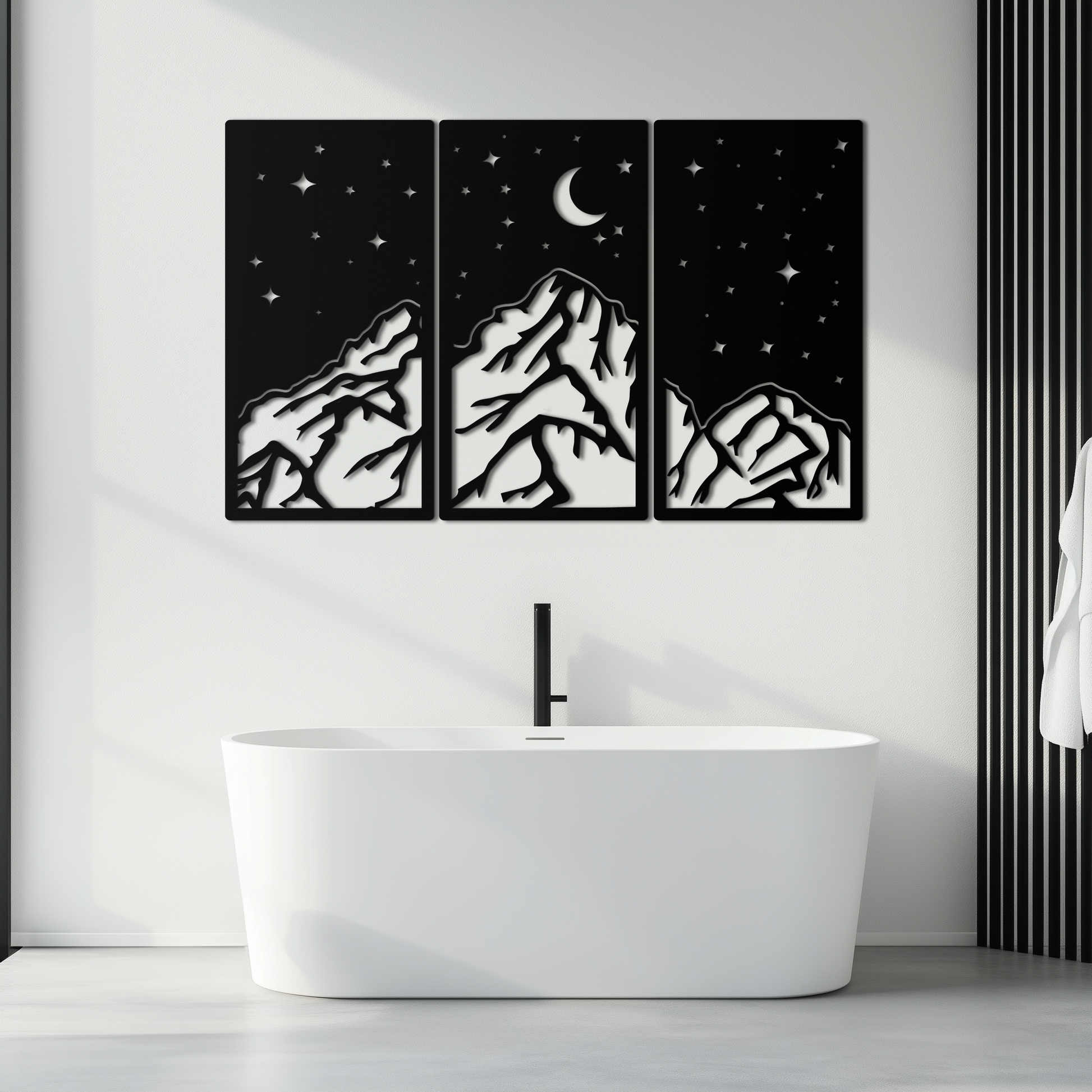 Mountain Nightscape Metal Wall Art - 3-Panel Modern Wall Decor - KAF202 - Tampa Home & Garden Store