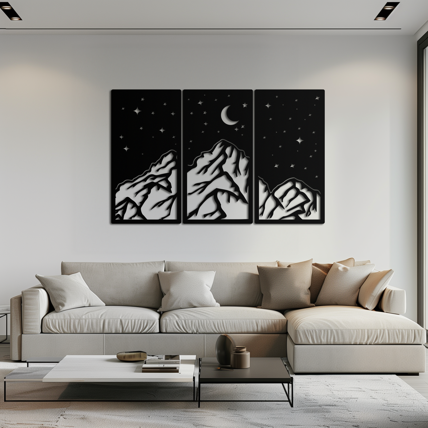 Mountain Nightscape Metal Wall Art - 3-Panel Modern Wall Decor - KAF202 - Tampa Home & Garden Store