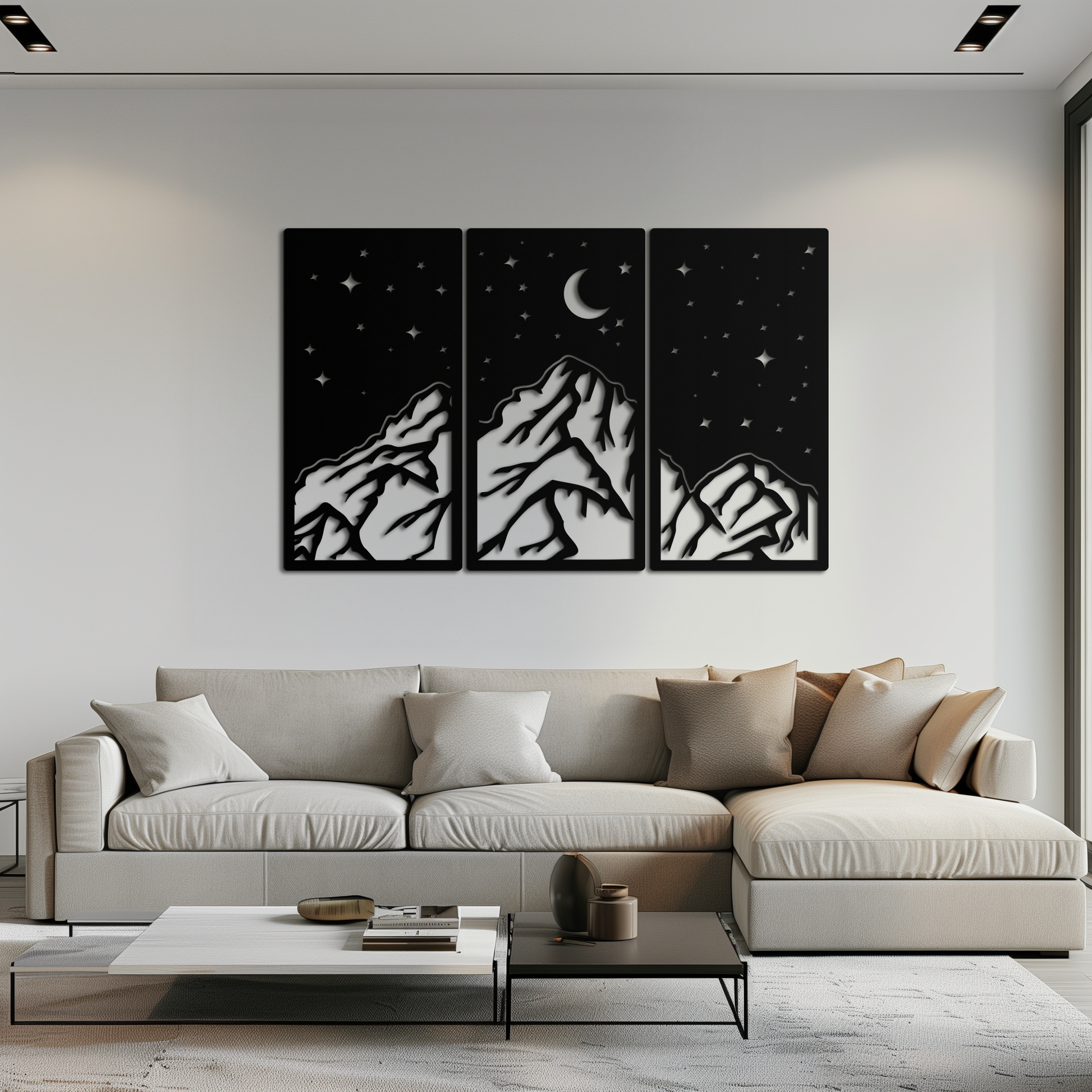 Mountain Nightscape Metal Wall Art - 3-Panel Modern Wall Decor - KAF202 - Tampa Home & Garden Store