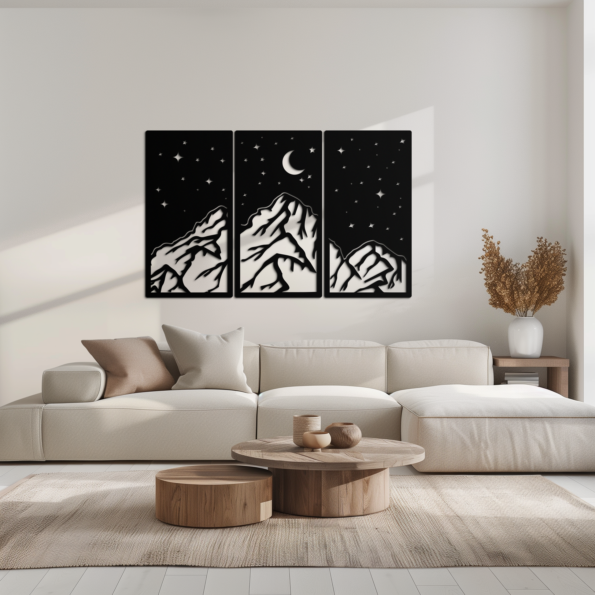 Mountain Nightscape Metal Wall Art - 3-Panel Modern Wall Decor - KAF202 - Tampa Home & Garden Store