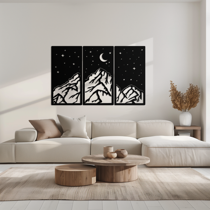 Mountain Nightscape Metal Wall Art - 3-Panel Modern Wall Decor - KAF202 - Tampa Home & Garden Store