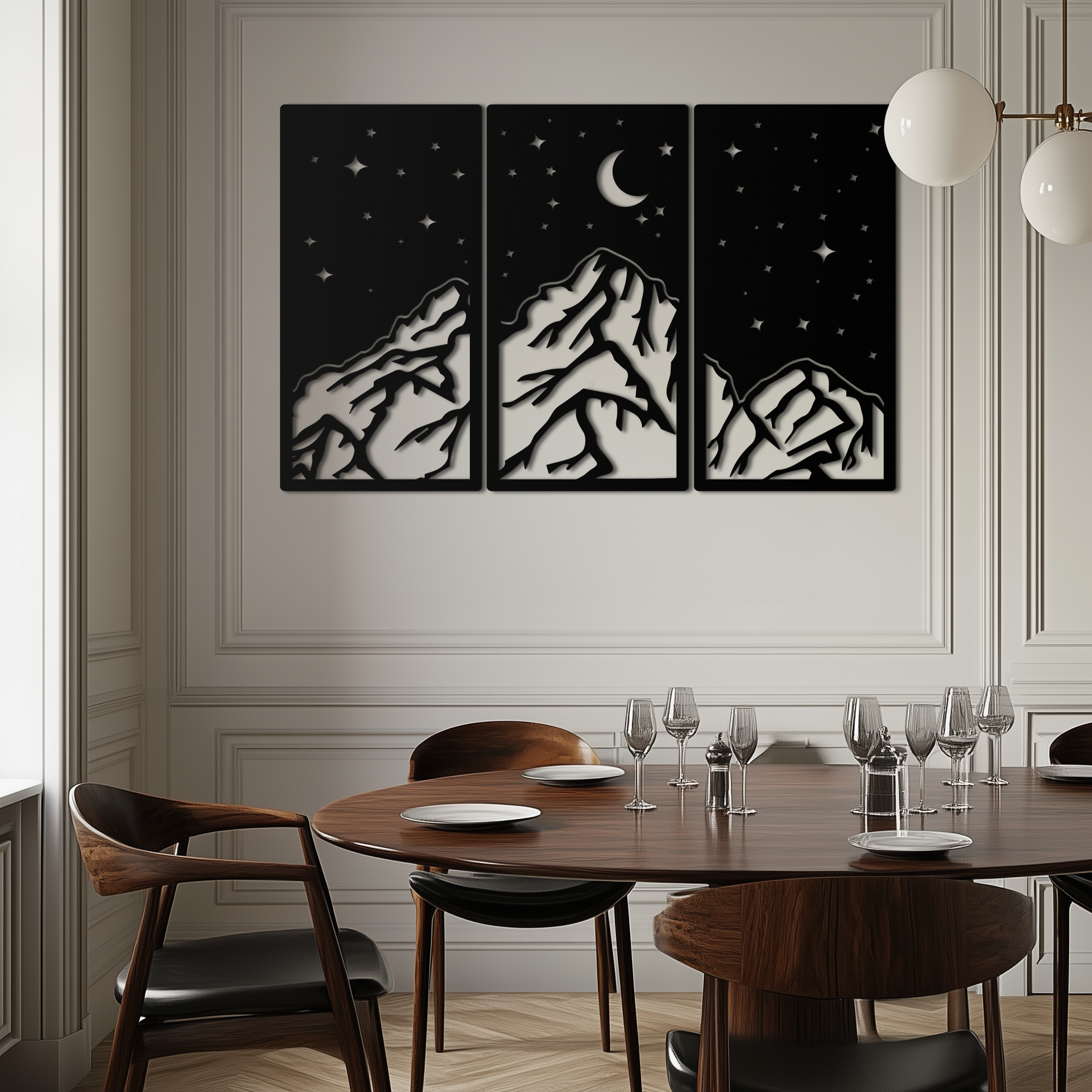 Mountain Nightscape Metal Wall Art - 3-Panel Modern Wall Decor - KAF202 - Tampa Home & Garden Store