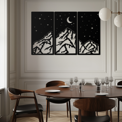 Mountain Nightscape Metal Wall Art - 3-Panel Modern Wall Decor - KAF202 - Tampa Home & Garden Store