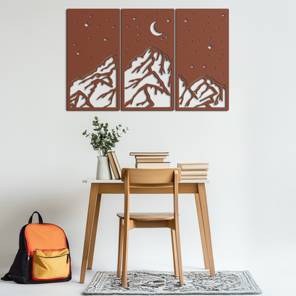 Mountain Nightscape Metal Wall Art - 3-Panel Modern Wall Decor - KAF202 - Tampa Home & Garden Store