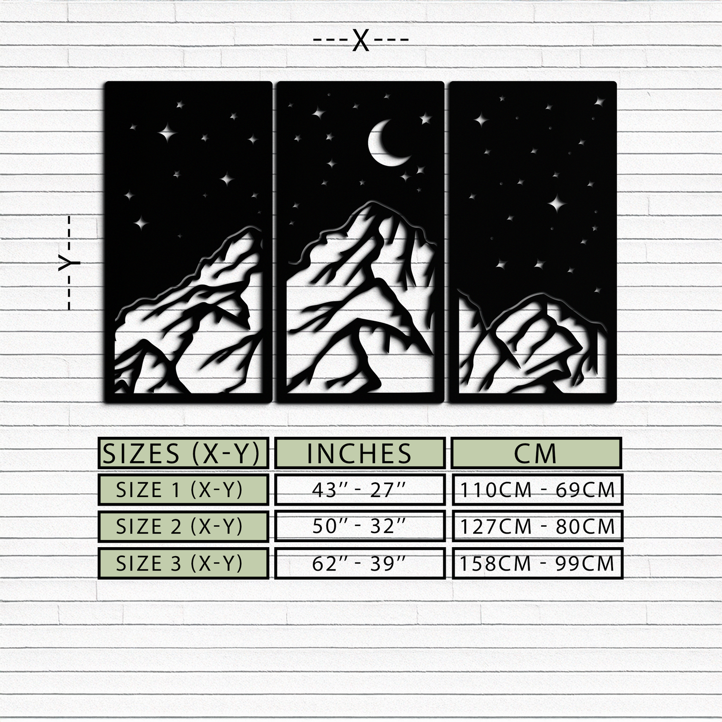 Mountain Nightscape Metal Wall Art - 3-Panel Modern Wall Decor - KAF202 - Tampa Home & Garden Store
