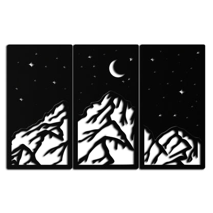 Mountain Nightscape Metal Wall Art - 3-Panel Modern Wall Decor - KAF202 - Tampa Home & Garden Store