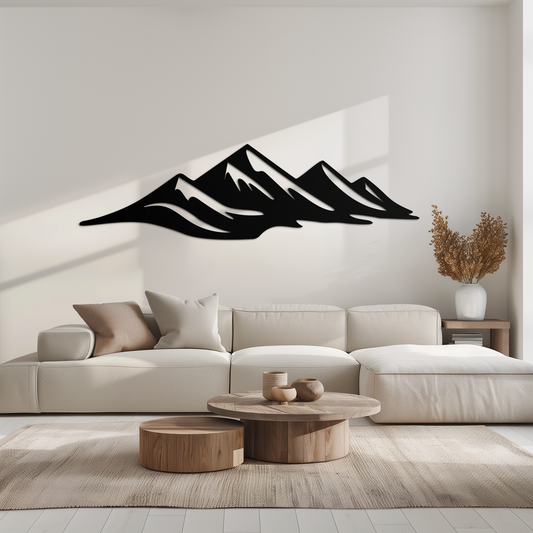 Mountain Silhouette Metal Wall Art – Horizontal Nature-Inspired Panel Decor- KAF627 - Tampa Home & Garden Store