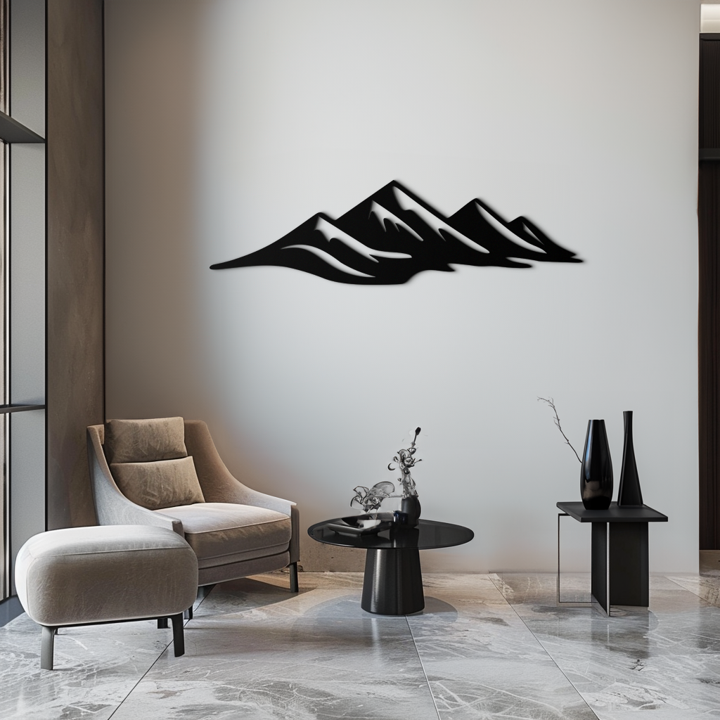 Mountain Silhouette Metal Wall Art – Horizontal Nature-Inspired Panel Decor- KAF627 - Tampa Home & Garden Store