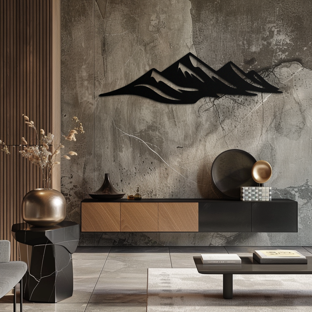 Mountain Silhouette Metal Wall Art – Horizontal Nature-Inspired Panel Decor- KAF627 - Tampa Home & Garden Store