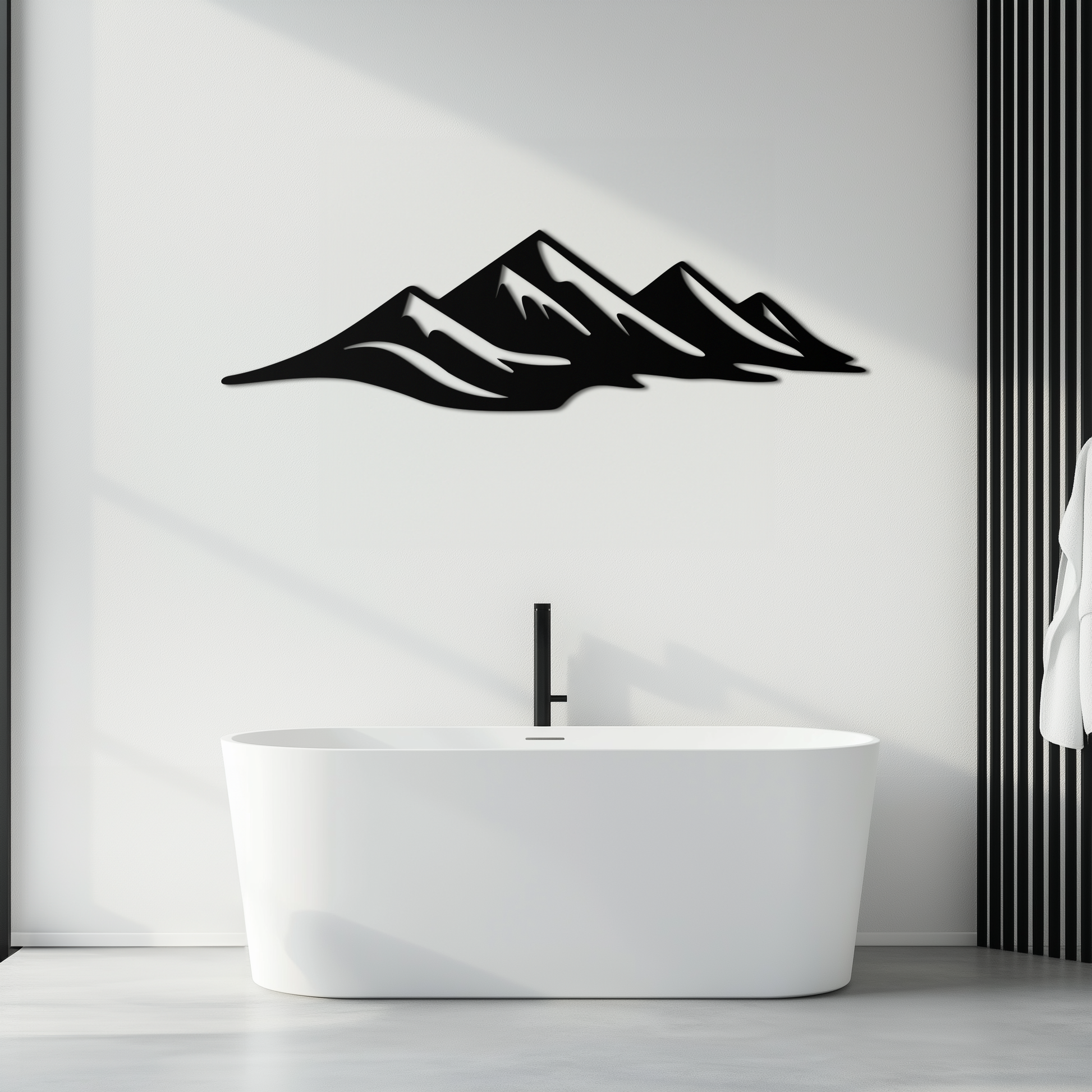Mountain Silhouette Metal Wall Art – Horizontal Nature-Inspired Panel Decor- KAF627 - Tampa Home & Garden Store