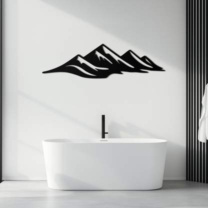 Mountain Silhouette Metal Wall Art – Horizontal Nature-Inspired Panel Decor- KAF627 - Tampa Home & Garden Store
