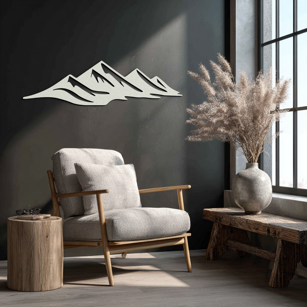 Mountain Silhouette Metal Wall Art – Horizontal Nature-Inspired Panel Decor- KAF627 - Tampa Home & Garden Store