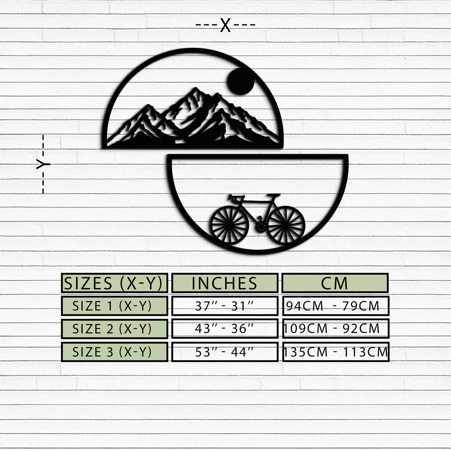 Mountain View Metal Wall Art - Half Circle Bicycle and Landscape Silhouette Decor- KAF321 - Tampa Home & Garden Store