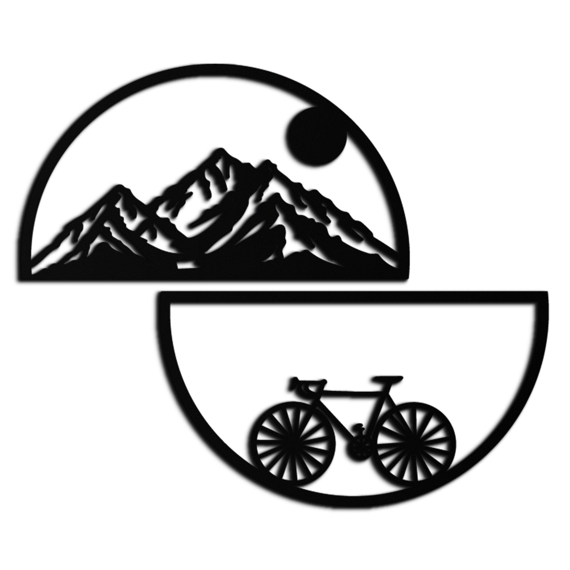 Mountain View Metal Wall Art - Half Circle Bicycle and Landscape Silhouette Decor- KAF321 - Tampa Home & Garden Store