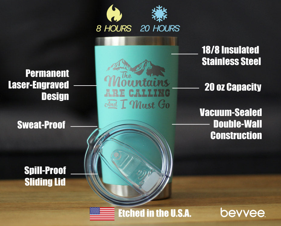 Mountains Are Calling - Insulated Coffee Tumbler Cup with Sliding Lid - Stainless Steel Mug - Outdoor Camping Gifts - Tampa soil911.com
