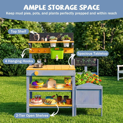 Mud Kitchen Play Set With Water and Dual Burners