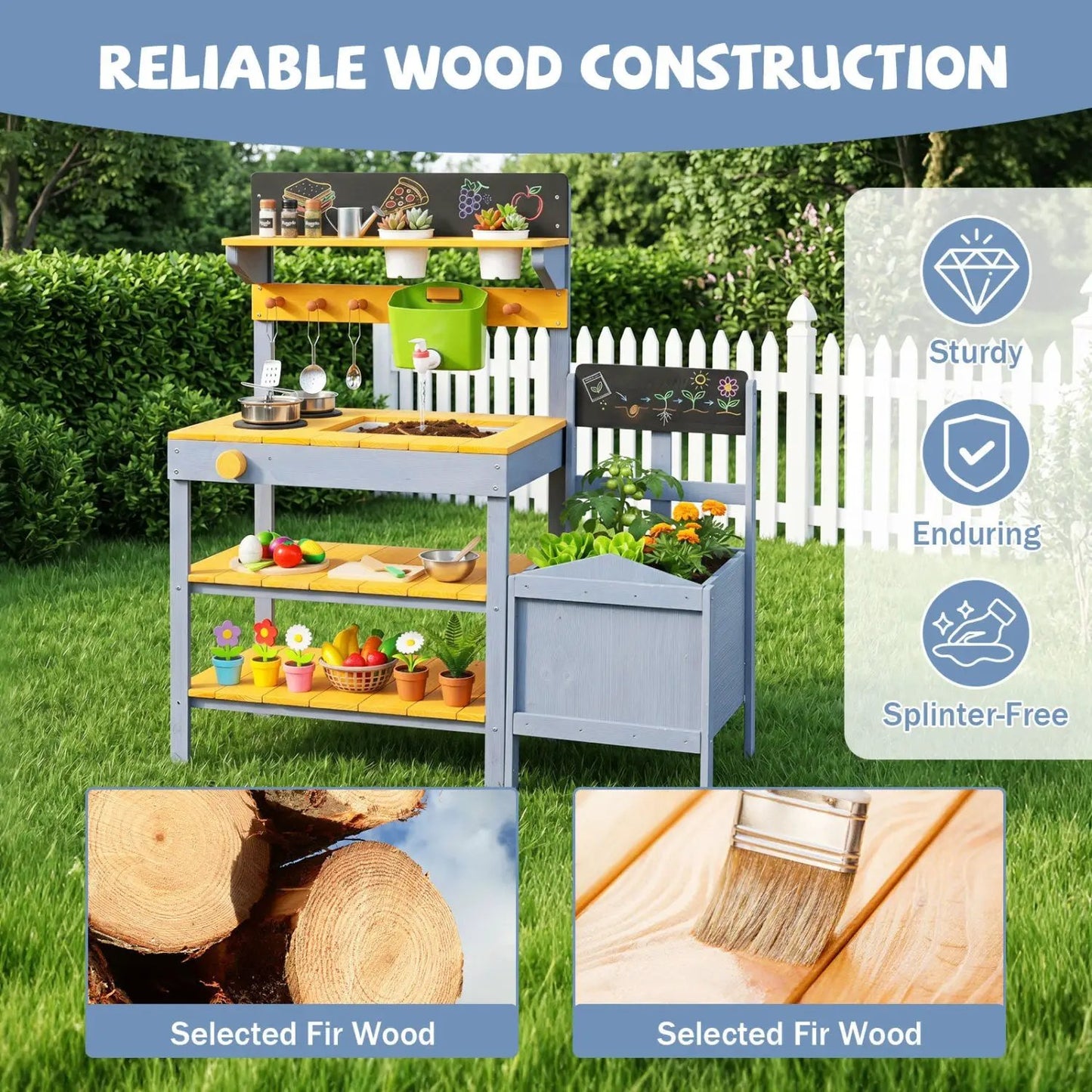 Mud Kitchen Play Set With Water and Dual Burners