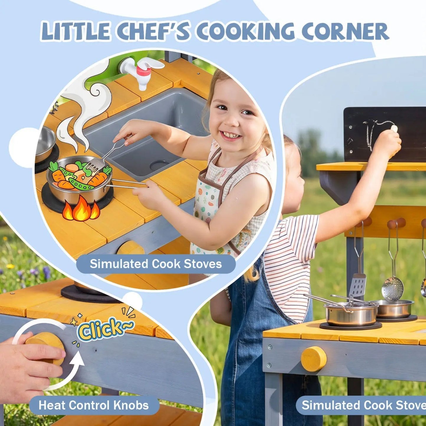 Mud Kitchen Play Set With Water and Dual Burners