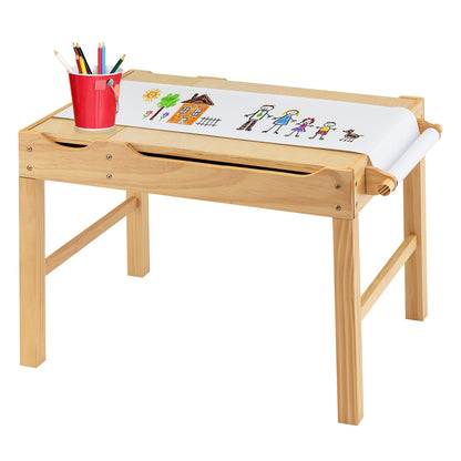 Wooden Kids Multi Activity Play Table with Storage Paper Roll-White