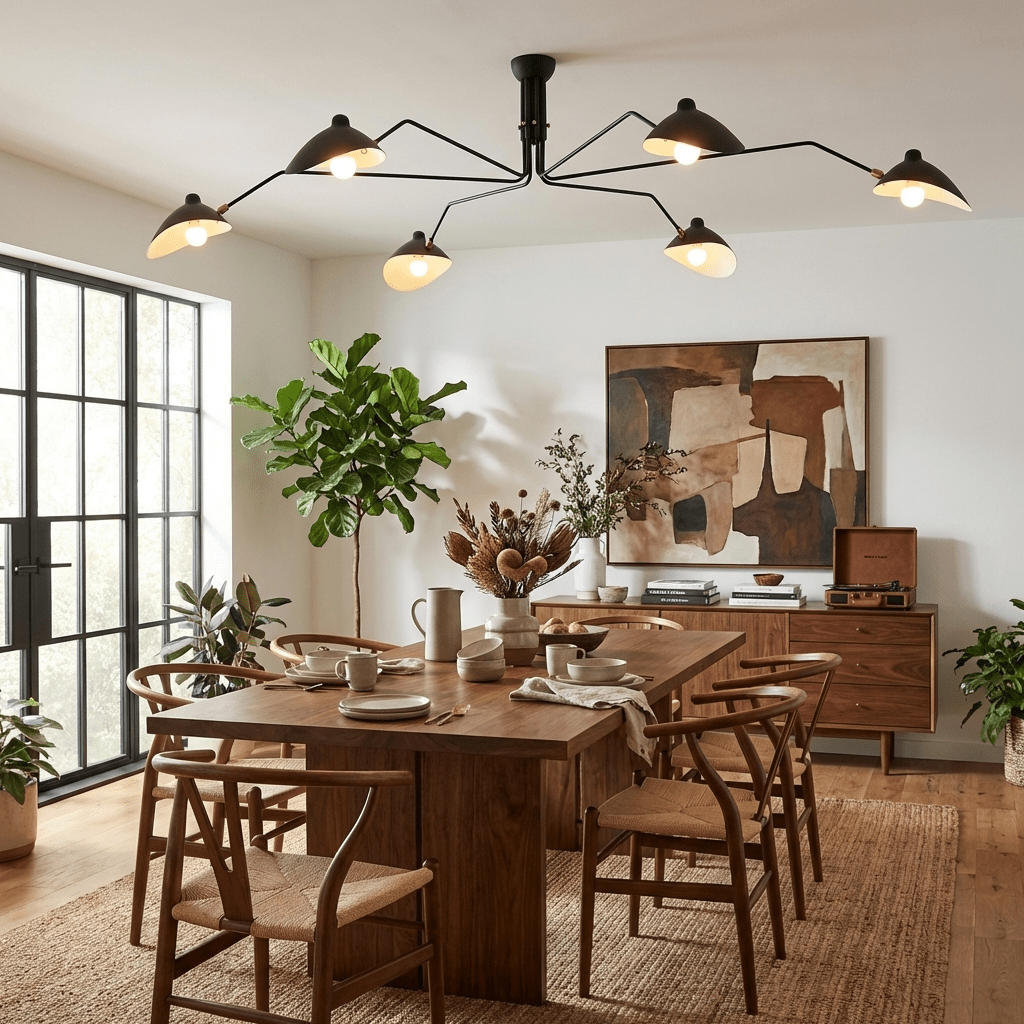 Arachnia suspended 3-arm ceiling light with rotating reflectors in black finish on Tampa Home & Garden Store