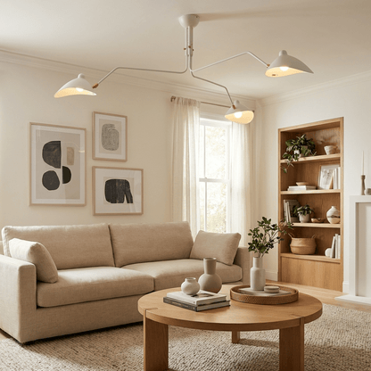 Arachnia suspended 3-arm ceiling light in white finish by Moktan Sabai with rotating reflectors on Tampa Home & Garden Store