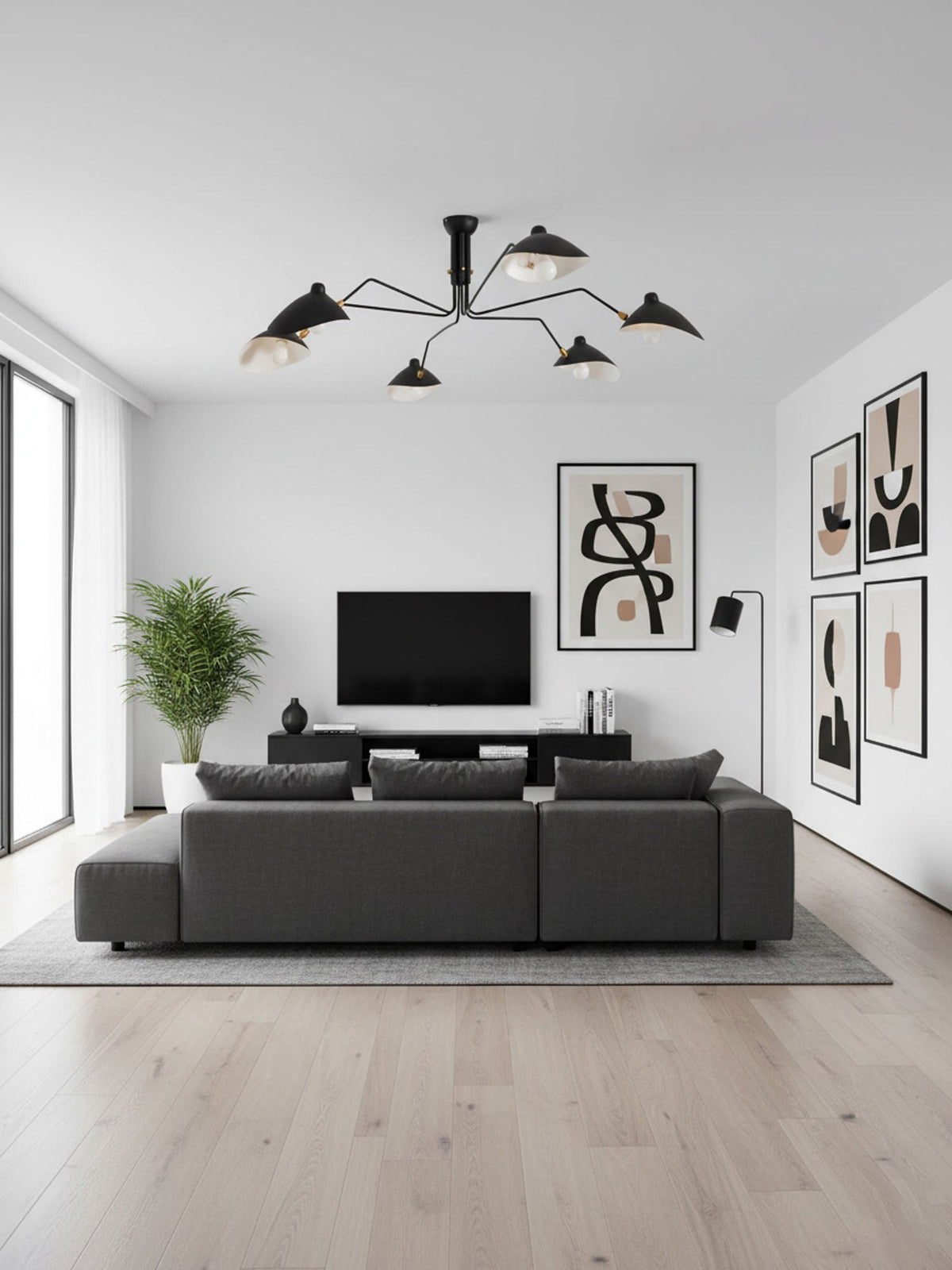 Arachnia 3 Arm Ceiling Light With Rotating Shades