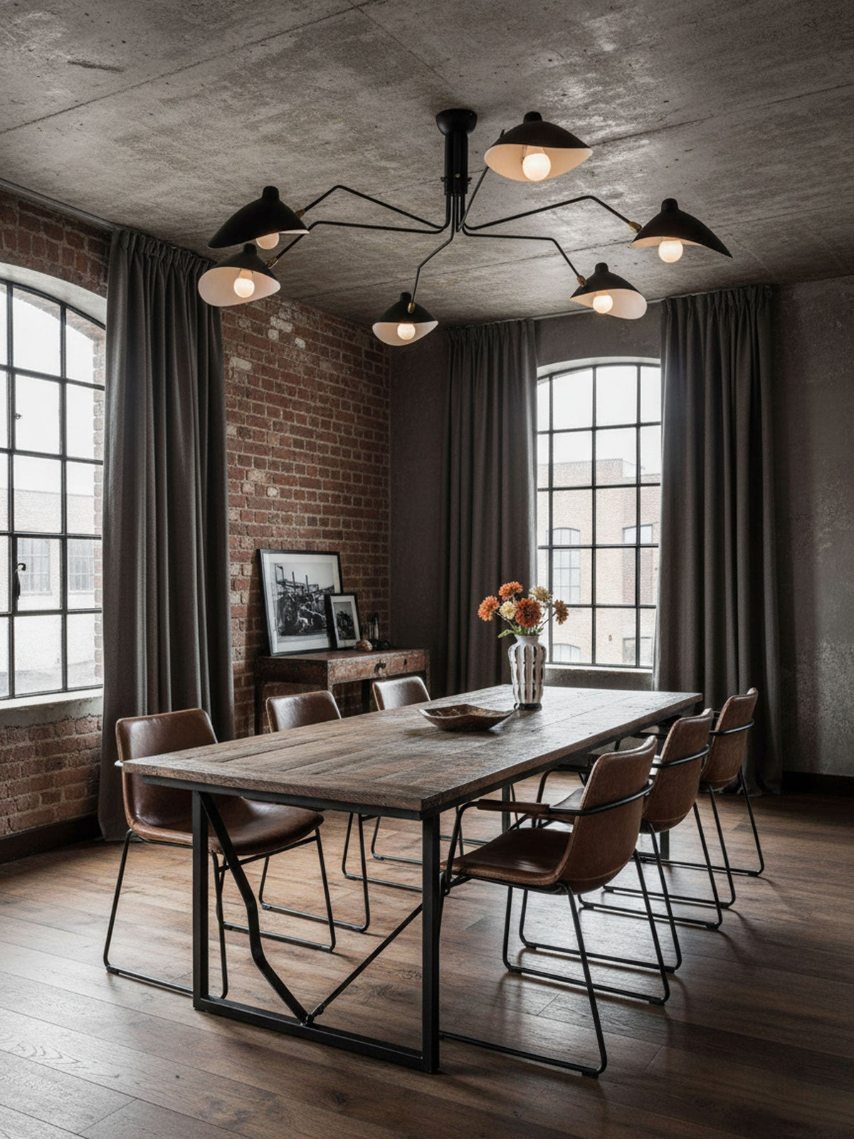 Arachnia 3-Arm suspended ceiling light with rotating reflectors in black finish by Moktan Sabai on Tampa Home & Garden Store