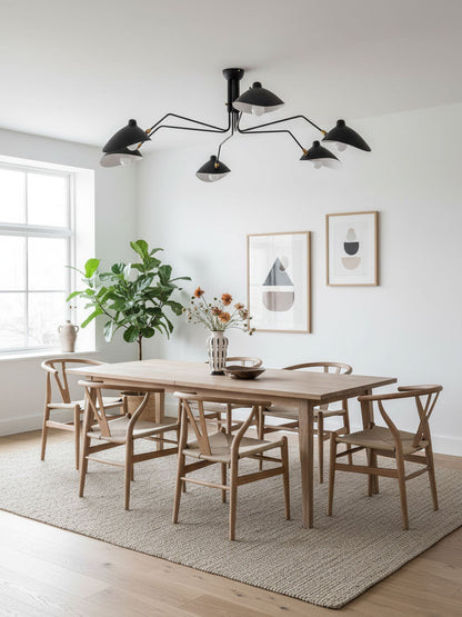 5-light Arachnia ceiling light by Moktan Sabai with black arms and rotating reflectors on Tampa Home & Garden Store