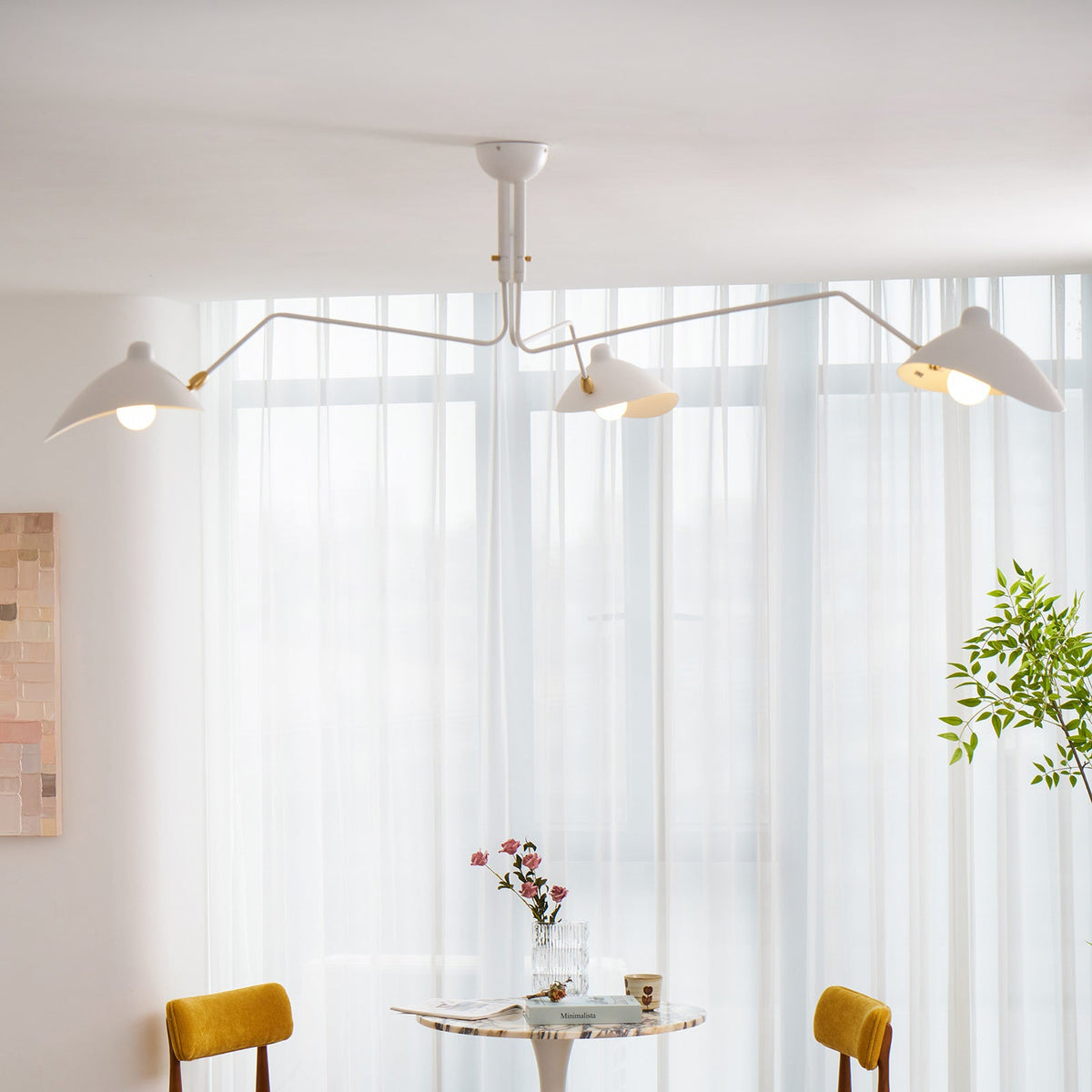 Arachnia 3-arm suspended ceiling light with rotating reflectors in white finish by Moktan Sabai on Tampa Home & Garden Store