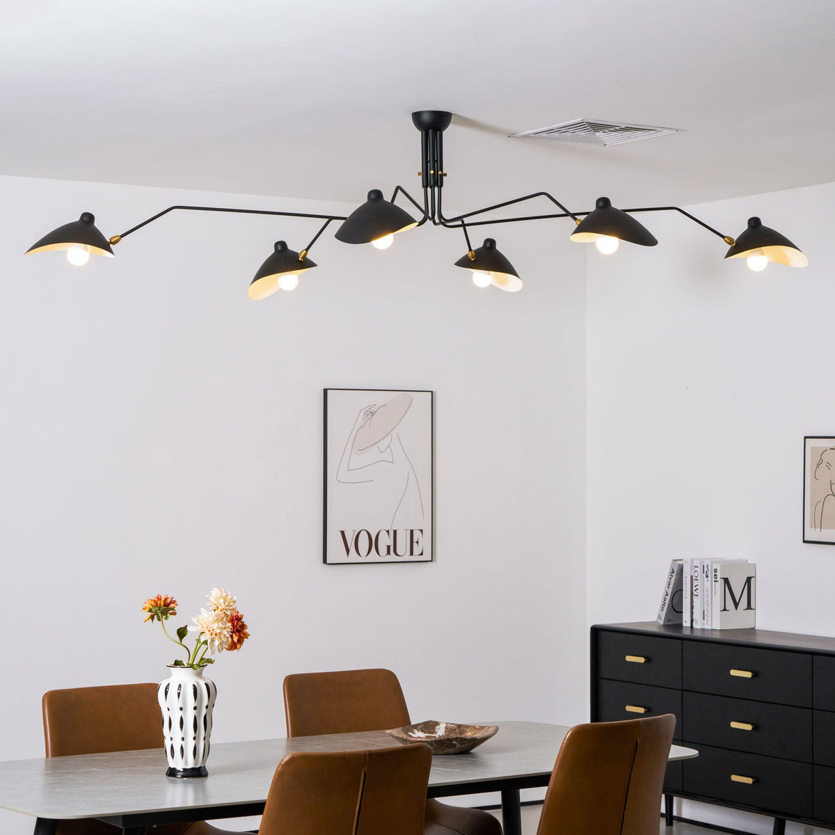 Arachnia 3-arm suspended ceiling light with rotating reflectors in black finish Moktan Sabai on Tampa Home & Garden Store