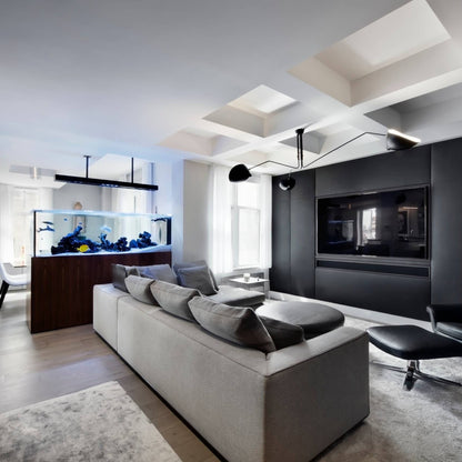 Arachnia suspended 3-arm ceiling light with rotating reflectors in black finish on Tampa Home & Garden Store