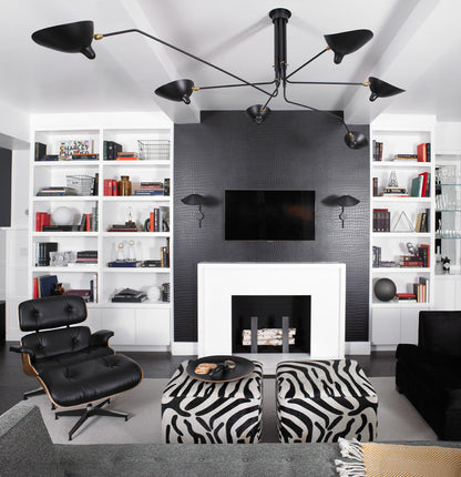 Arachnia suspended 3-arm ceiling light with rotating reflectors in black finish on Tampa Home & Garden Store