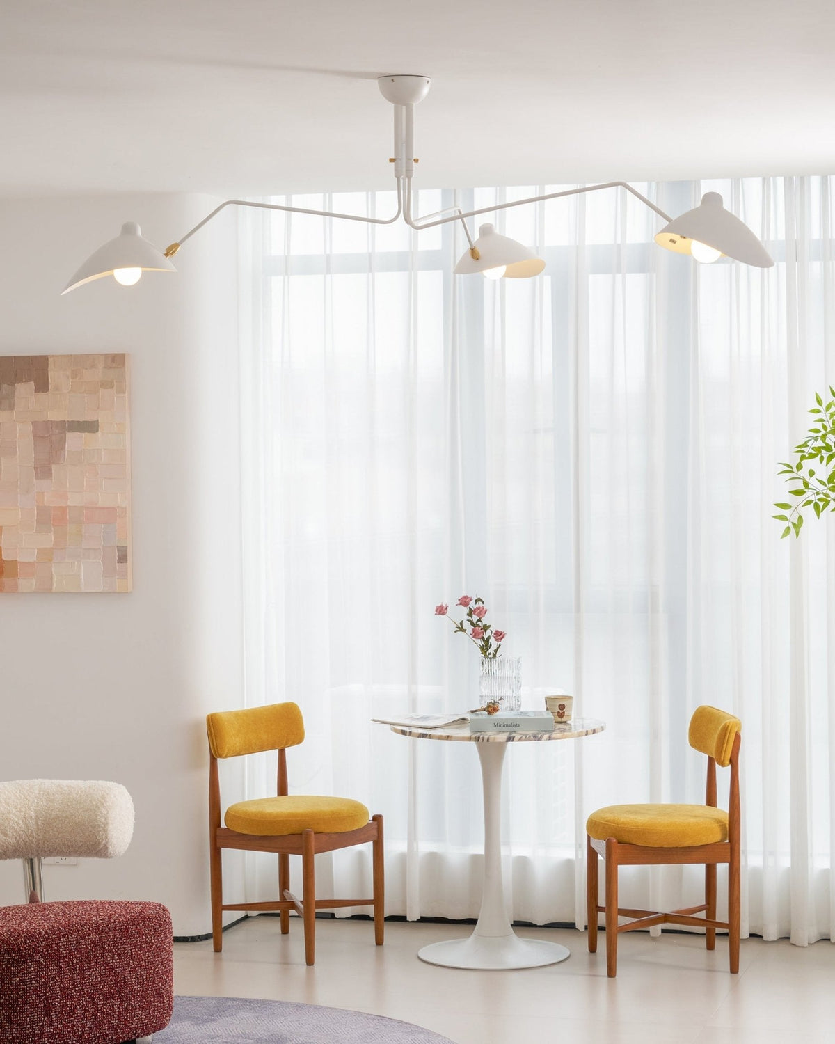 Arachnia suspended 3-arm ceiling light with rotating reflectors in white finish by Moktan Sabai on Tampa Home & Garden Store