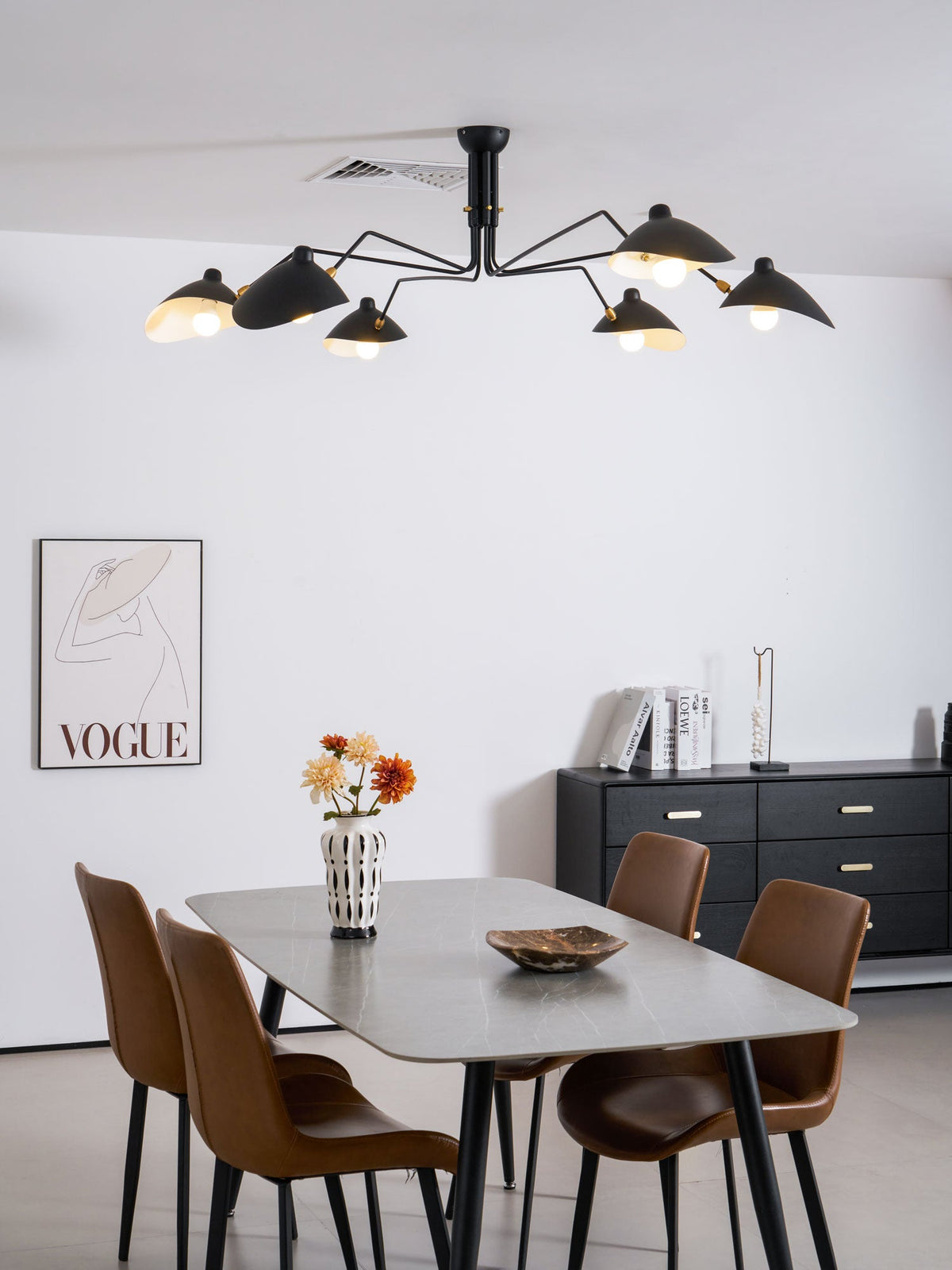 Arachnia 3-arm ceiling light by Moktan Sabai, black finish with rotating reflectors on Tampa Home & Garden Store